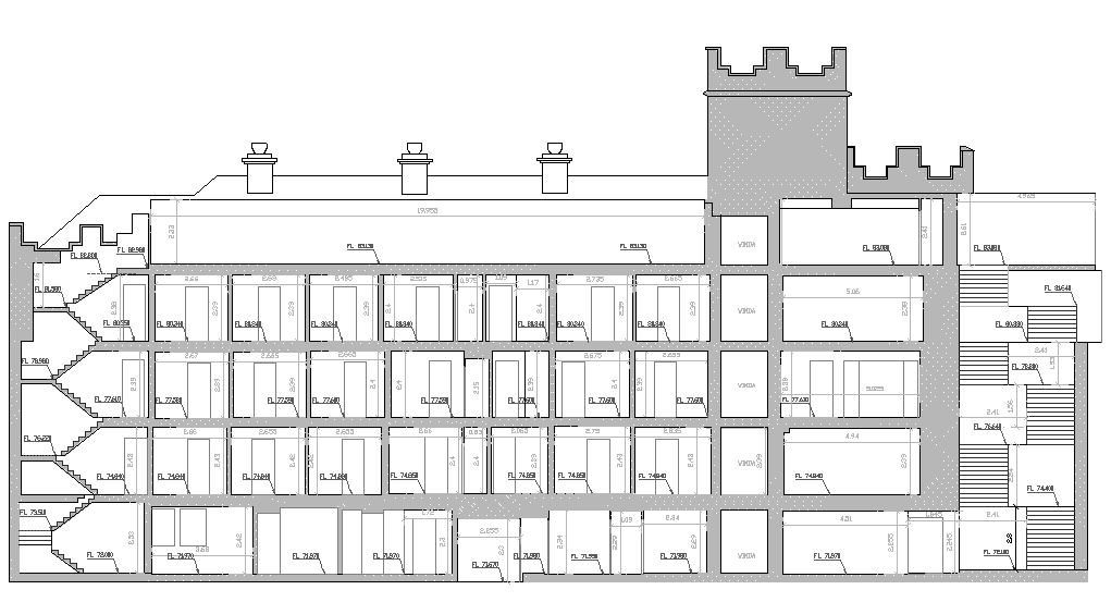 Przekrój poprzeczny przez budynek Przekrój poprzeczny przez budynek